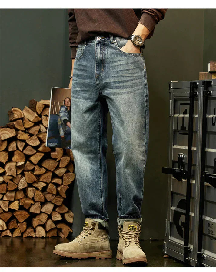 Mens Wide-Leg Jeans Comfortable Roomy Fit - BritishMode