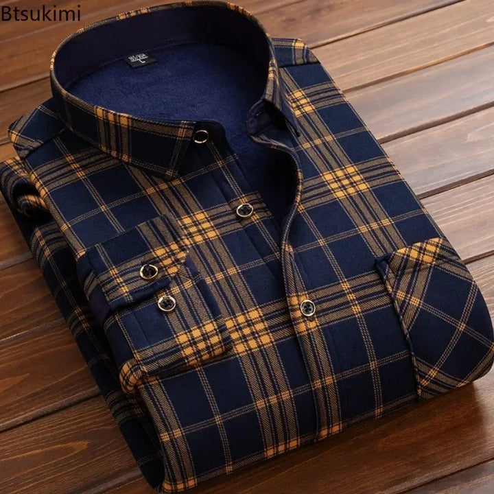Mens Flannel Shirt Fleece Lined Warm Relaxed Fit - BritishMode