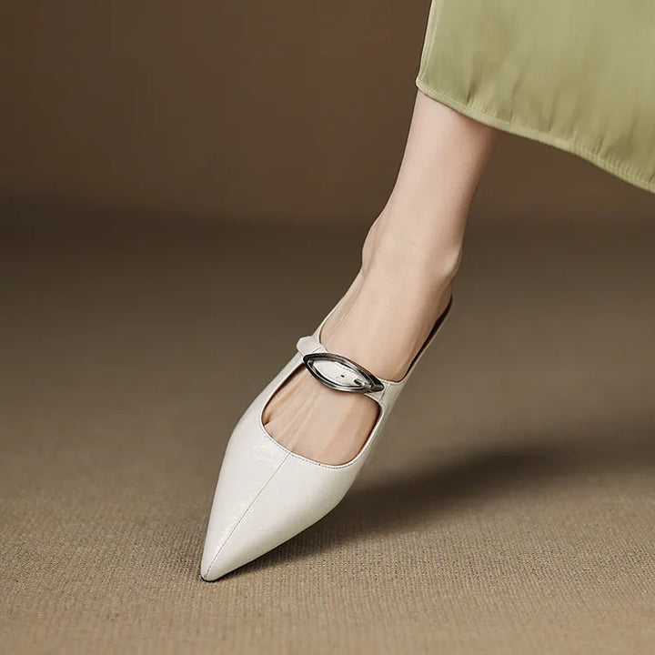 Womens Genuine Leather Mules Slip-On Style