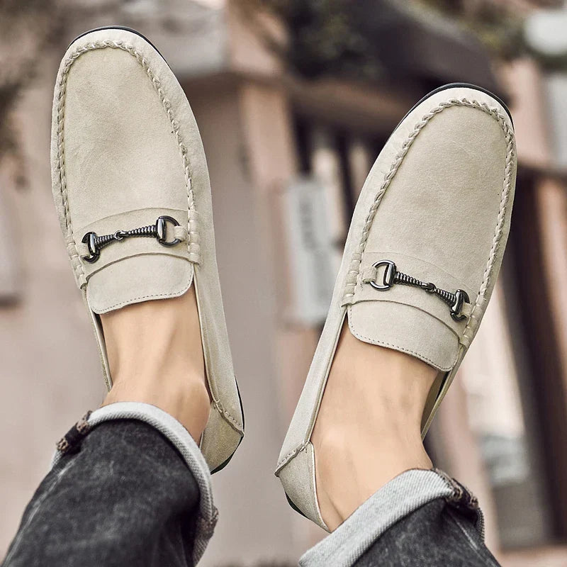 Mens Loafers Genuine Suede Slip-On