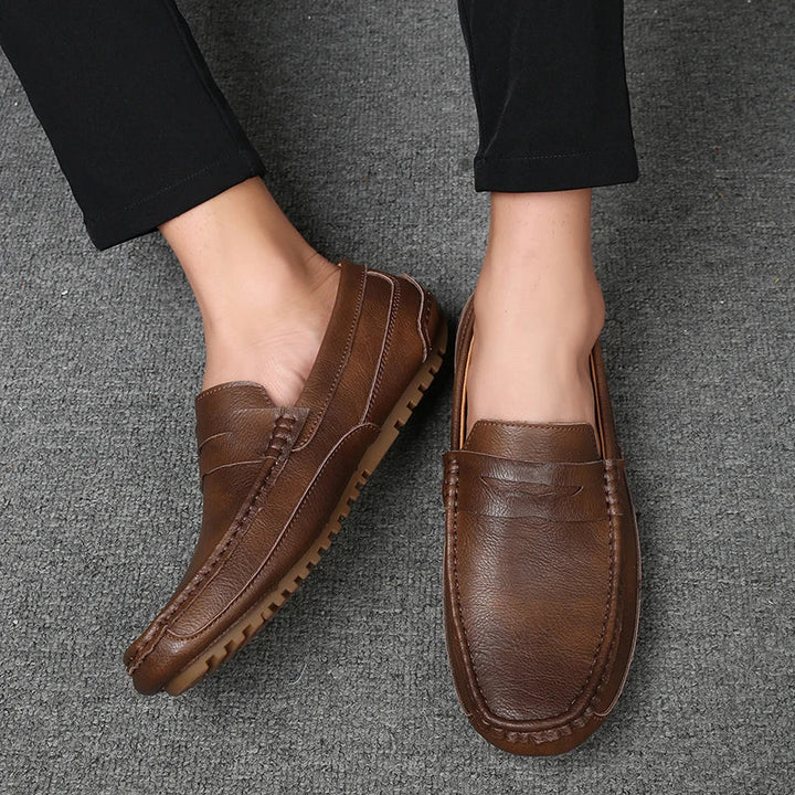 Mens Loafers Genuine Leather Slip-On