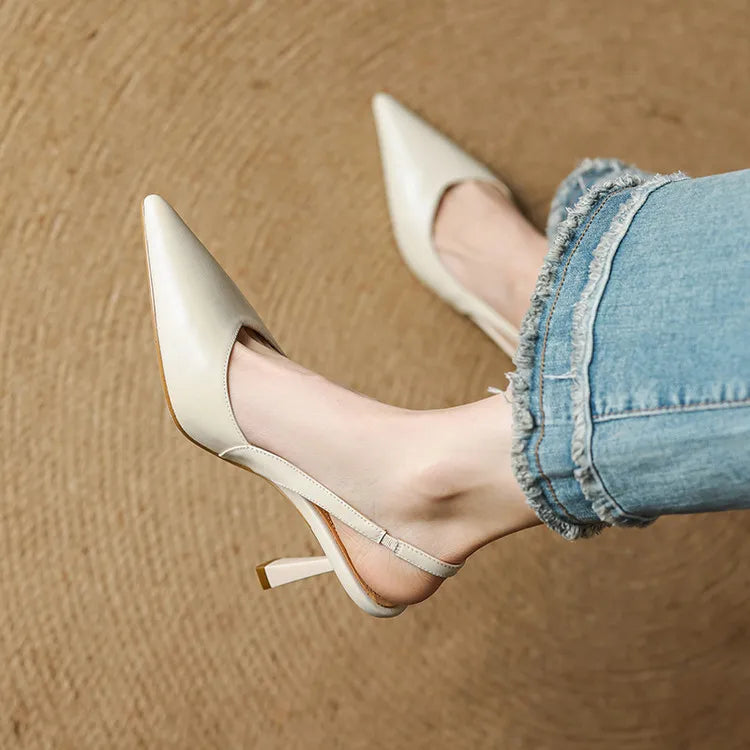 Womens Slingback Shoes Genuine Leather