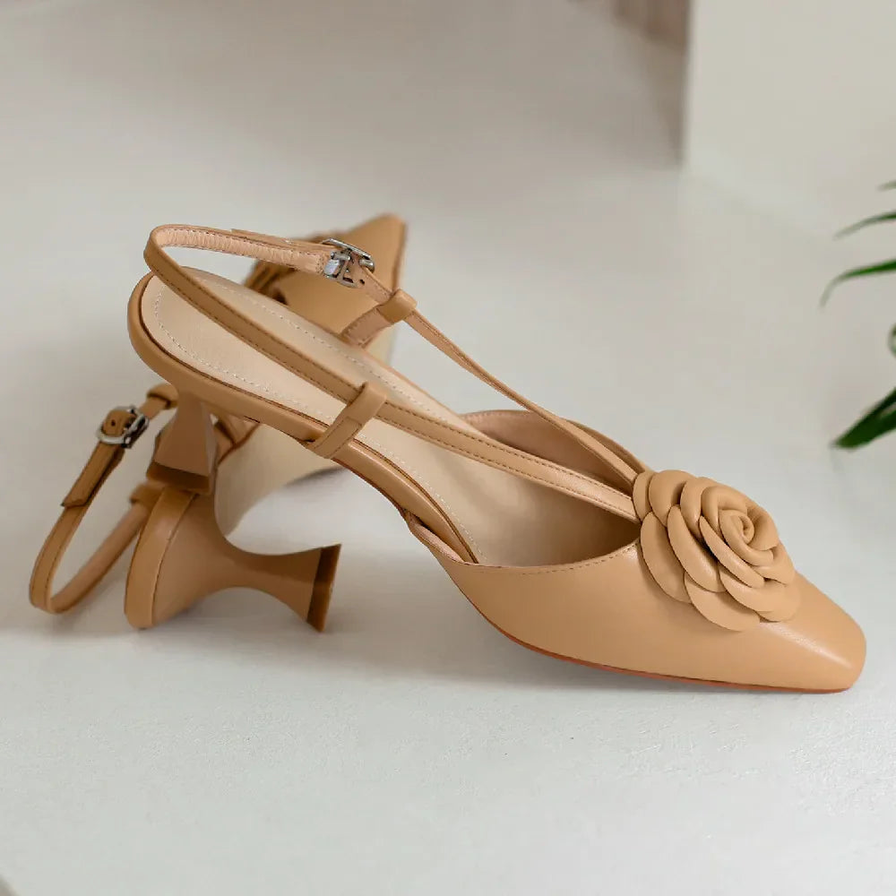 Womens Genuine Leather Slingback Shoes