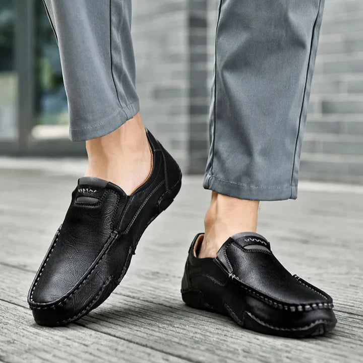 Mens Leather Loafers Slip-On Classic Fit