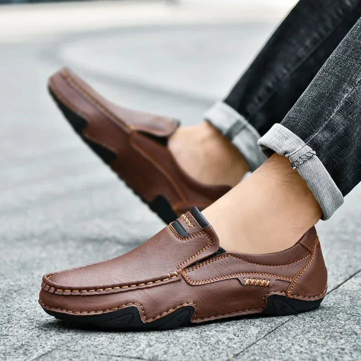 Mens Leather Loafers Slip-On Classic Fit