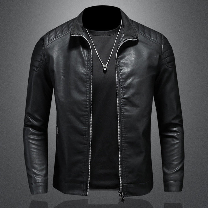 Mens Fitted Leather Moto Jacket