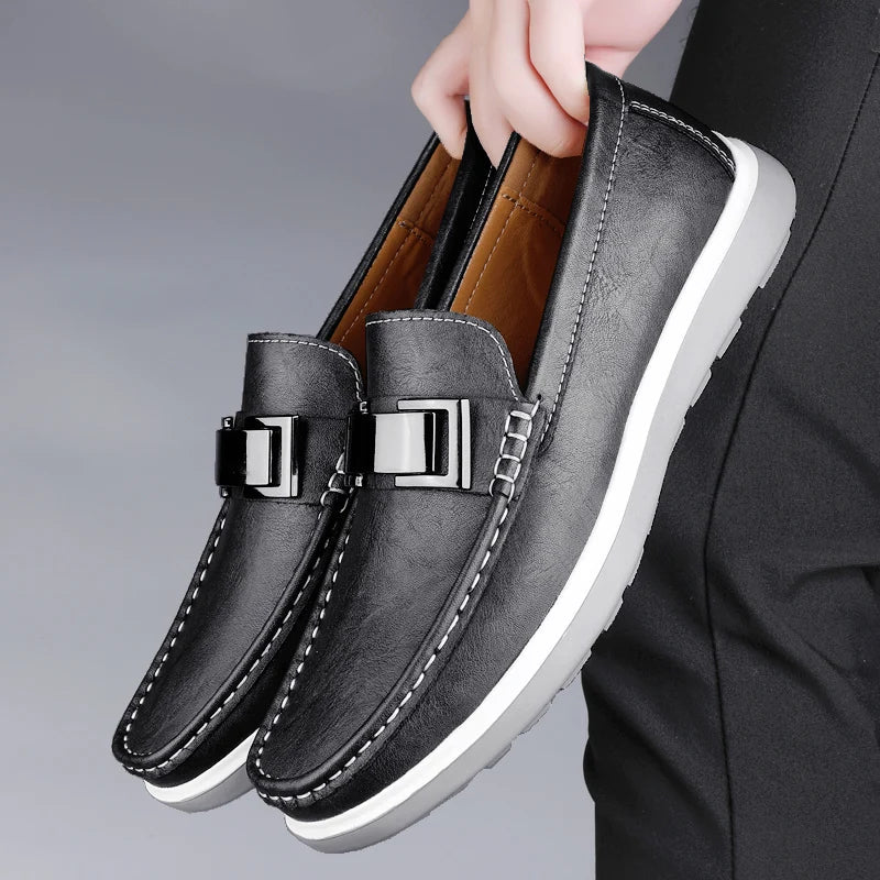 Mens Loafers Genuine Leather Slip-On