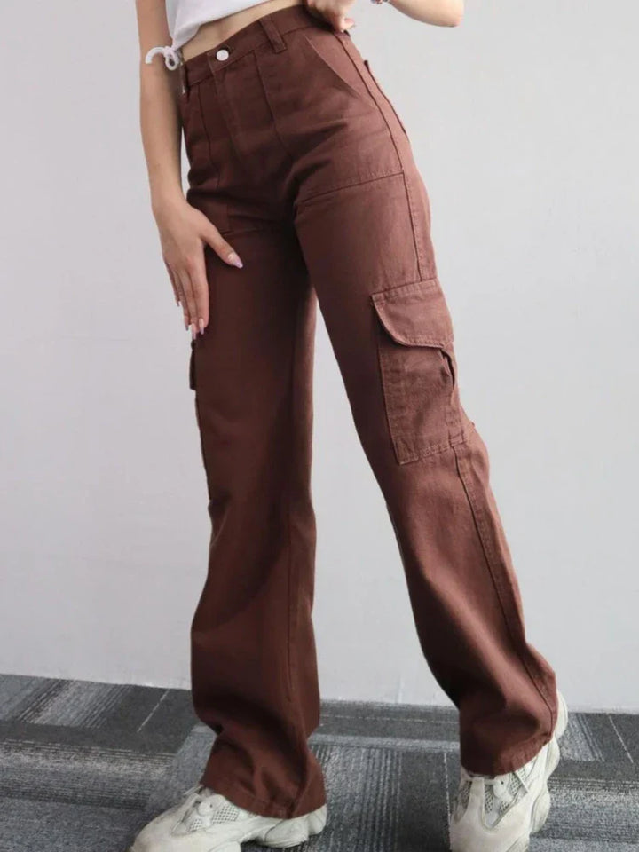 Mens Cargo Jogger Pants Wide Leg Retro Style
