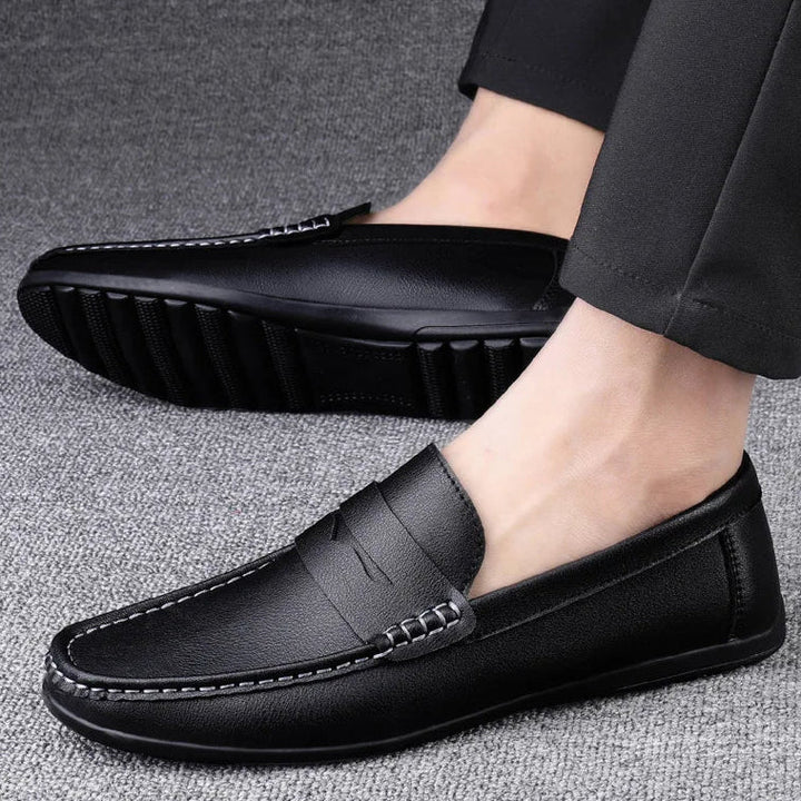 Mens Penny Loafers Leather Slip-On