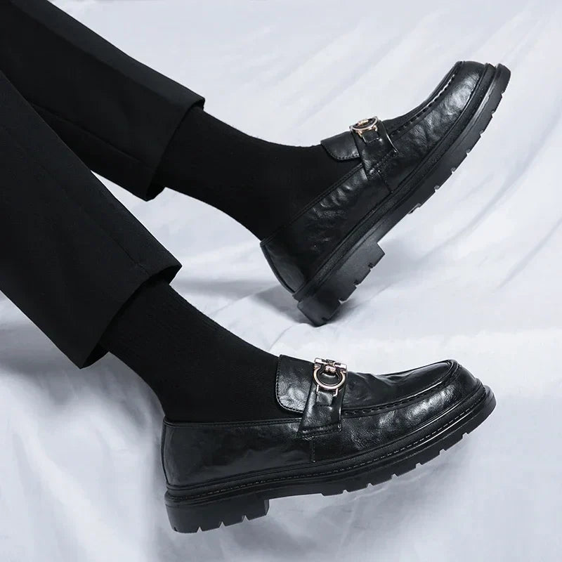 Mens Leather Loafers Slip-On Classic Fit