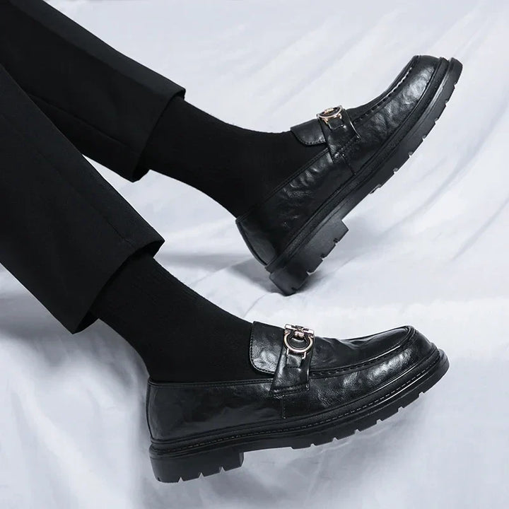 Mens Leather Loafers Slip-On Classic Fit