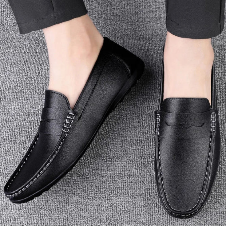 Mens Penny Loafers Leather Slip-On