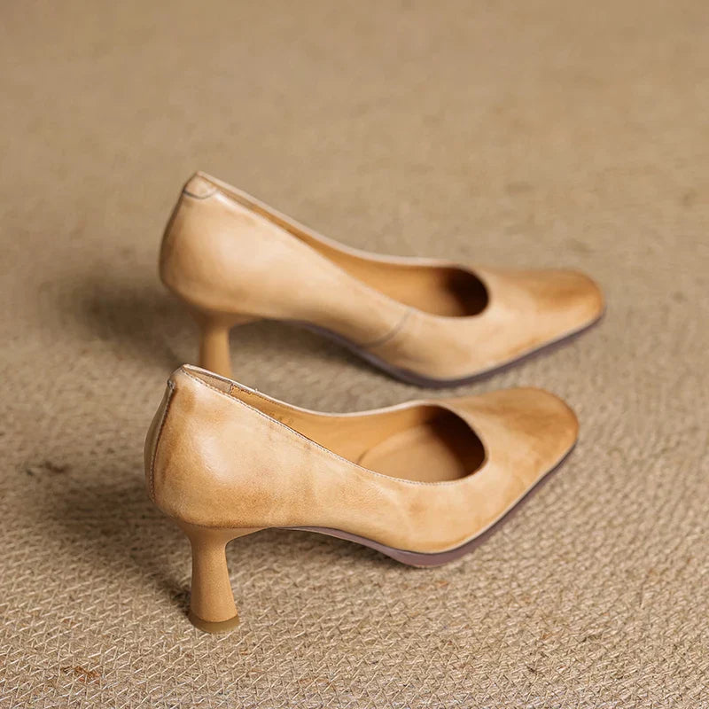 Womens Genuine Leather Heels Classic Fit