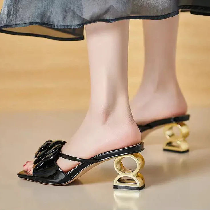 Womens Heels with Rosette Detail