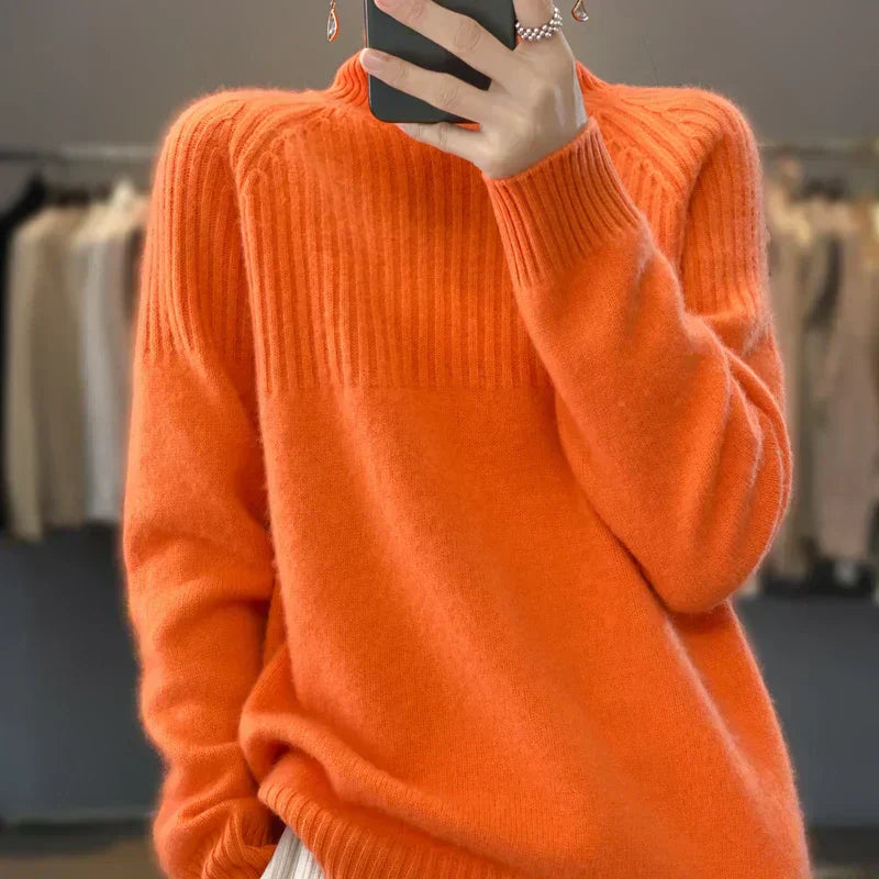 Womens Wool Crew Neck Sweater Soft Fit