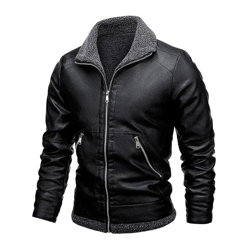Mens Leather Biker Jacket Fitted Style