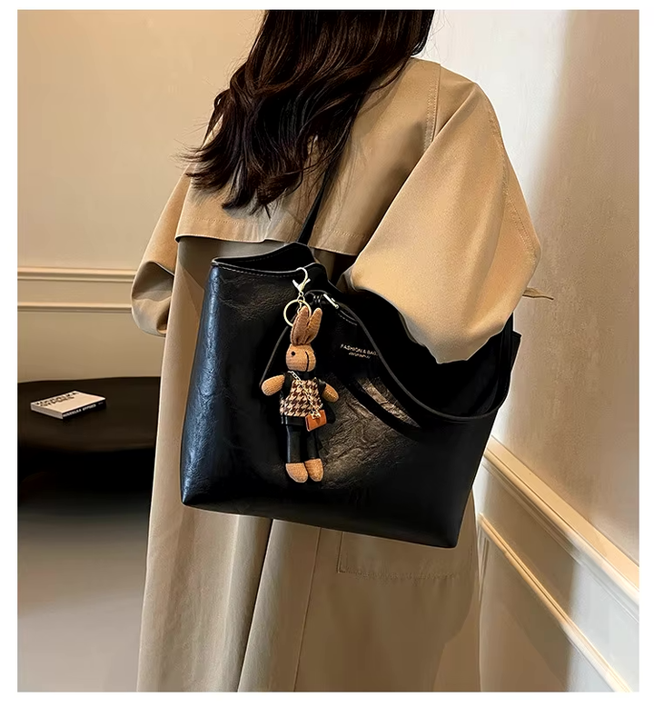 Womens Vegan Leather Shopping Bag Spacious Elegant Design