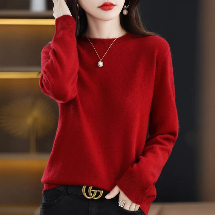 Womens Merino Wool Crew Neck Soft Sweater