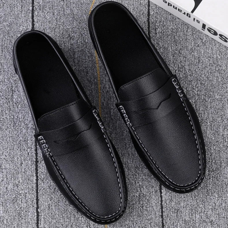 Mens Penny Loafers Leather Slip-On