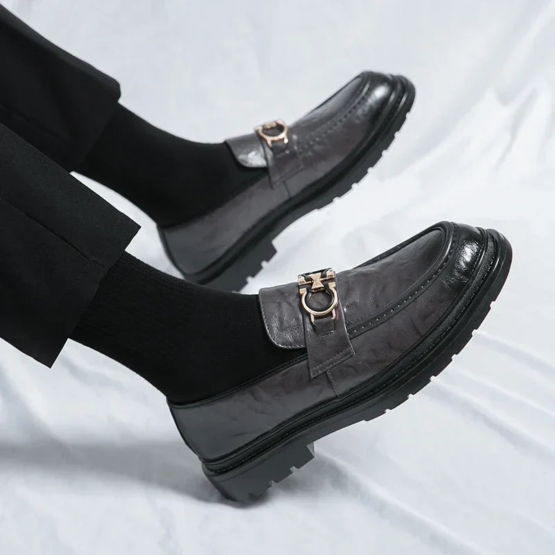 Mens Leather Loafers Slip-On Classic Fit