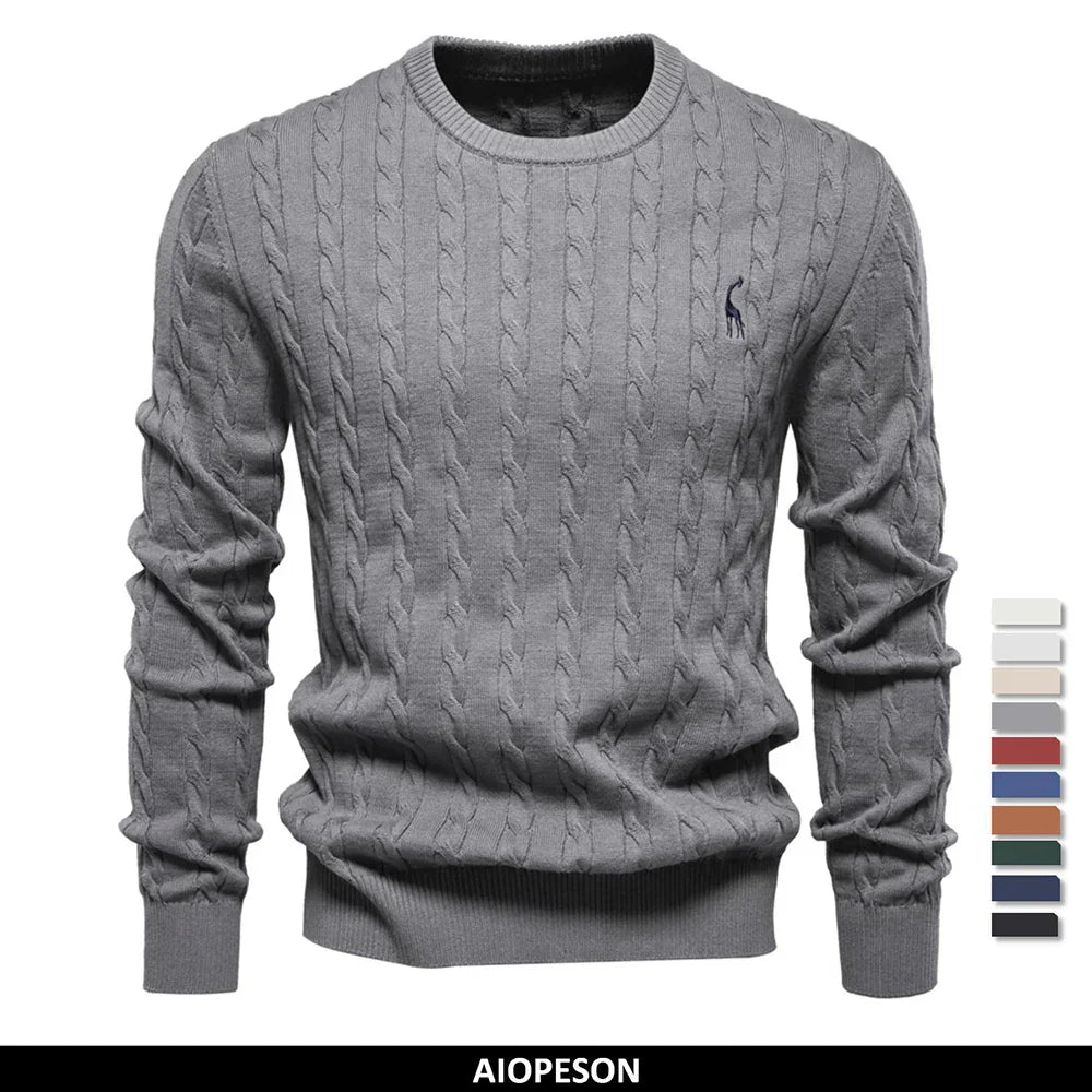 Mens Crew Sweater with Animal Print Cozy Fit - BritishMode