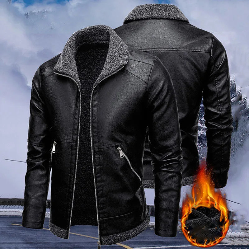 Mens Leather Biker Jacket Fitted Style - BritishMode