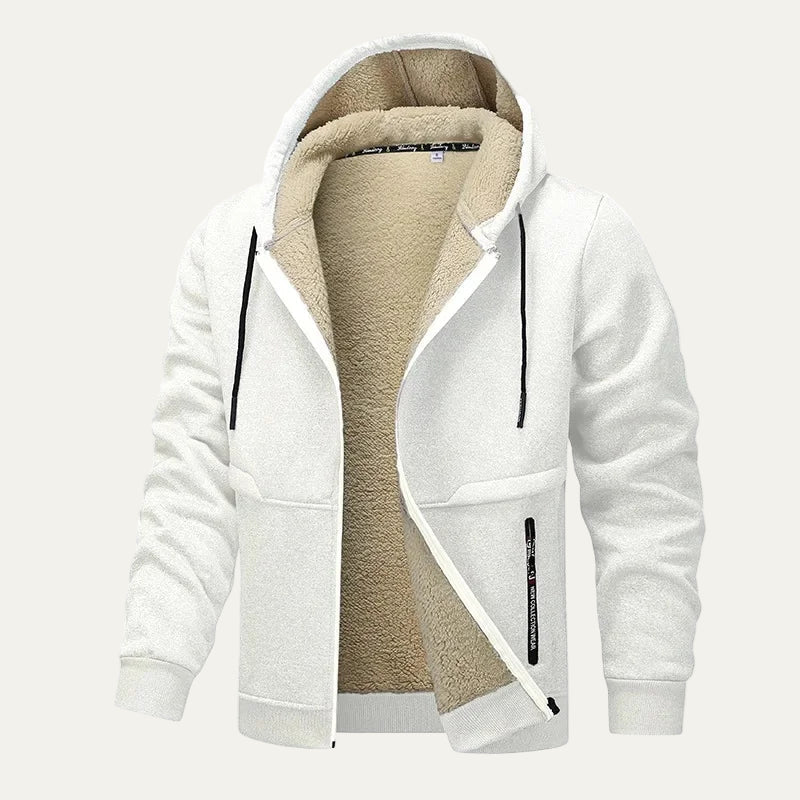 Mens Full Zip Hoodie with Plush Sherpa Lining