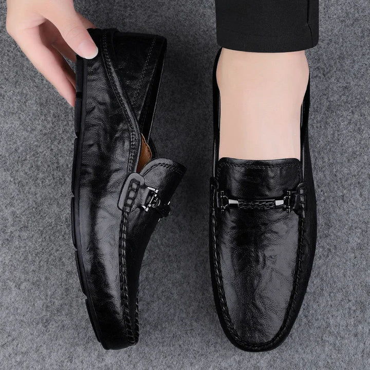 Mens Leather Loafers Slip-On Classic Fit - BritishMode