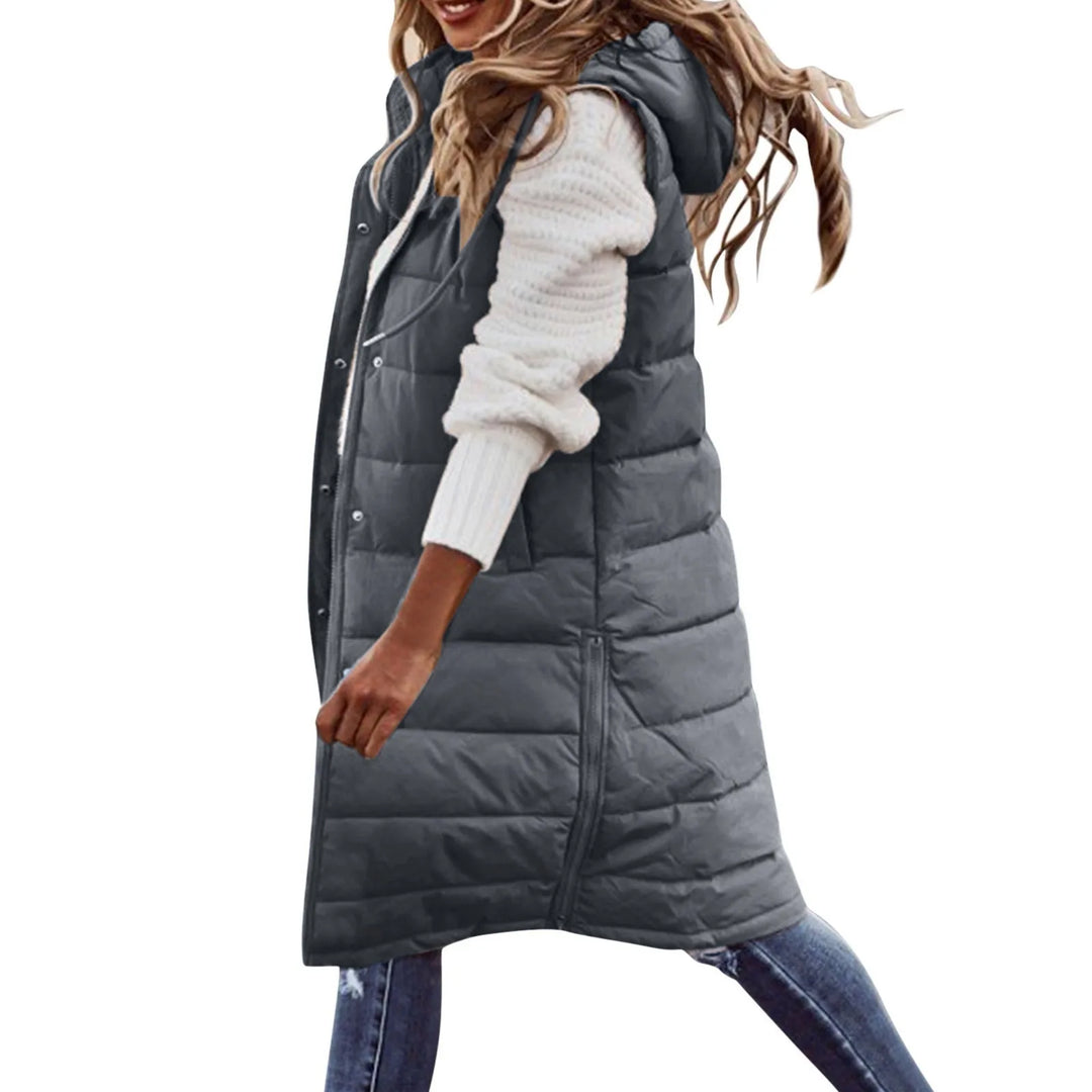 Womens Long Puffer Vest Quilted Sleeveless