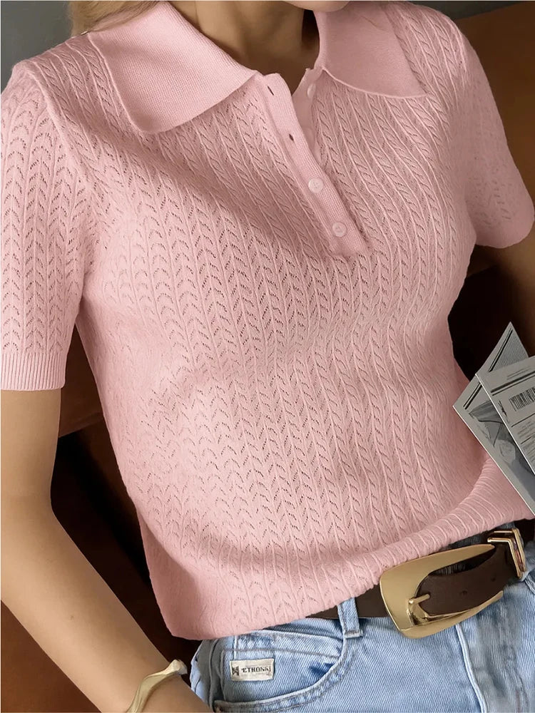 Mens Knit Polo Shirt Relaxed Fit Casual