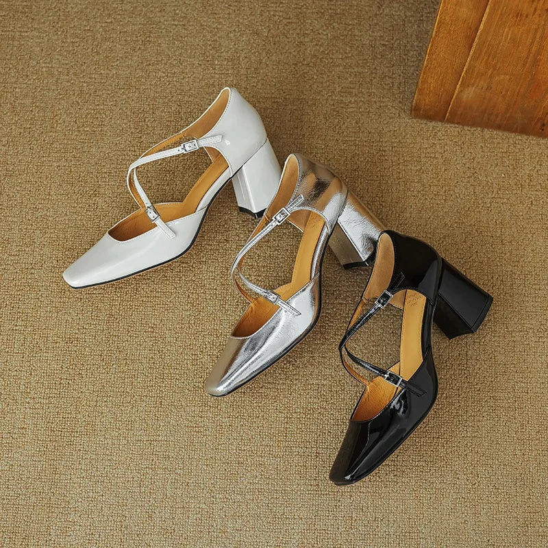 Womens Genuine Leather Heels Classic Fit