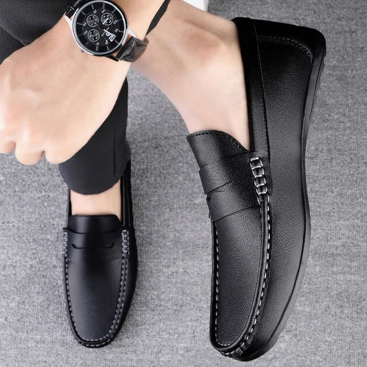 Mens Penny Loafers Leather Slip-On