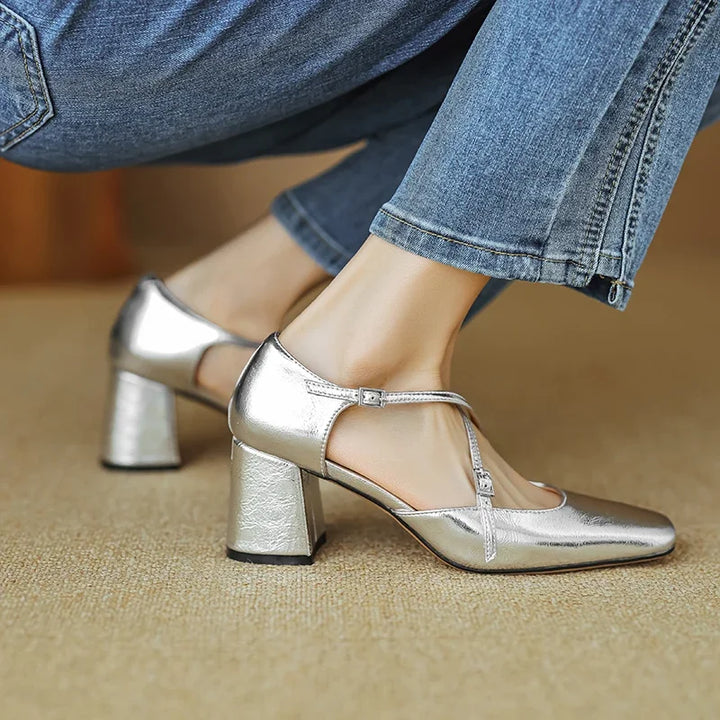 Womens Genuine Leather Heels Classic Fit
