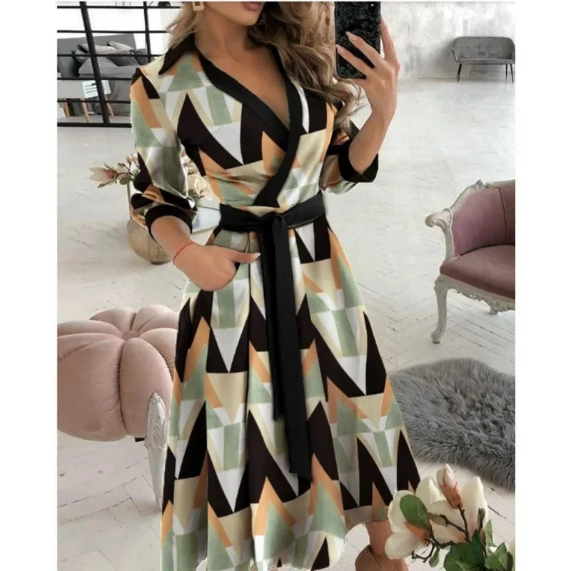 Womens Wrap Dress Long Sleeve Elegant Style