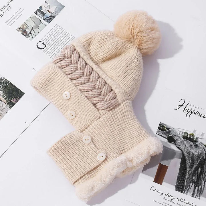 Unisex Beanie Hat Soft Fuzzy Pom Pom