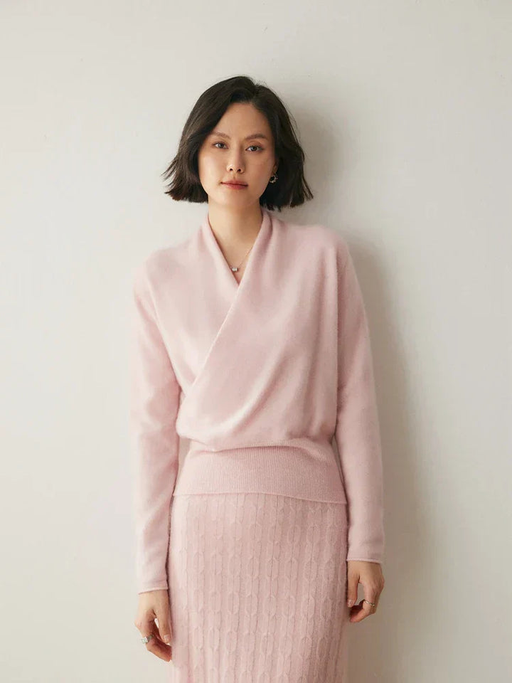 Womens Cashmere Wrap Sweater Soft Knit Crossover Style