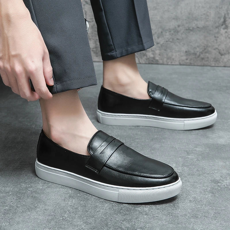 Mens Loafers Genuine Leather Slip-On
