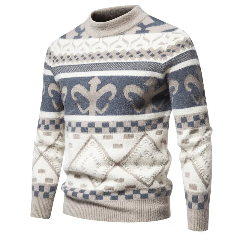 Mens Faux Fur Crew Neck Sweater - BritishMode