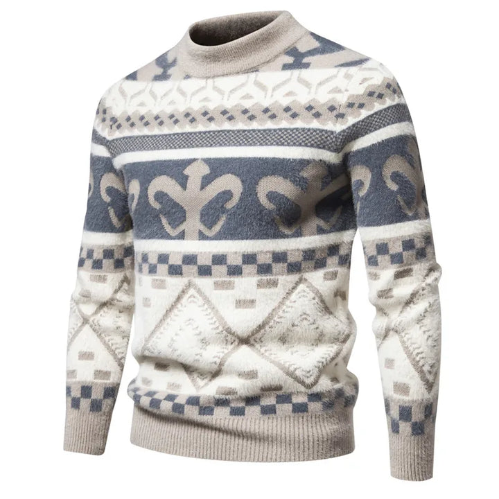 Mens Faux Fur Crew Neck Sweater - BritishMode