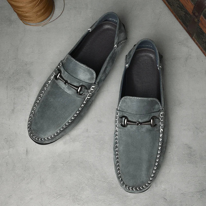 Mens Loafers Genuine Suede Slip-On