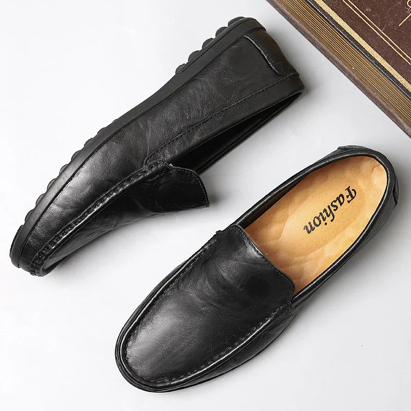 Mens Loafers Genuine Leather Slip-On