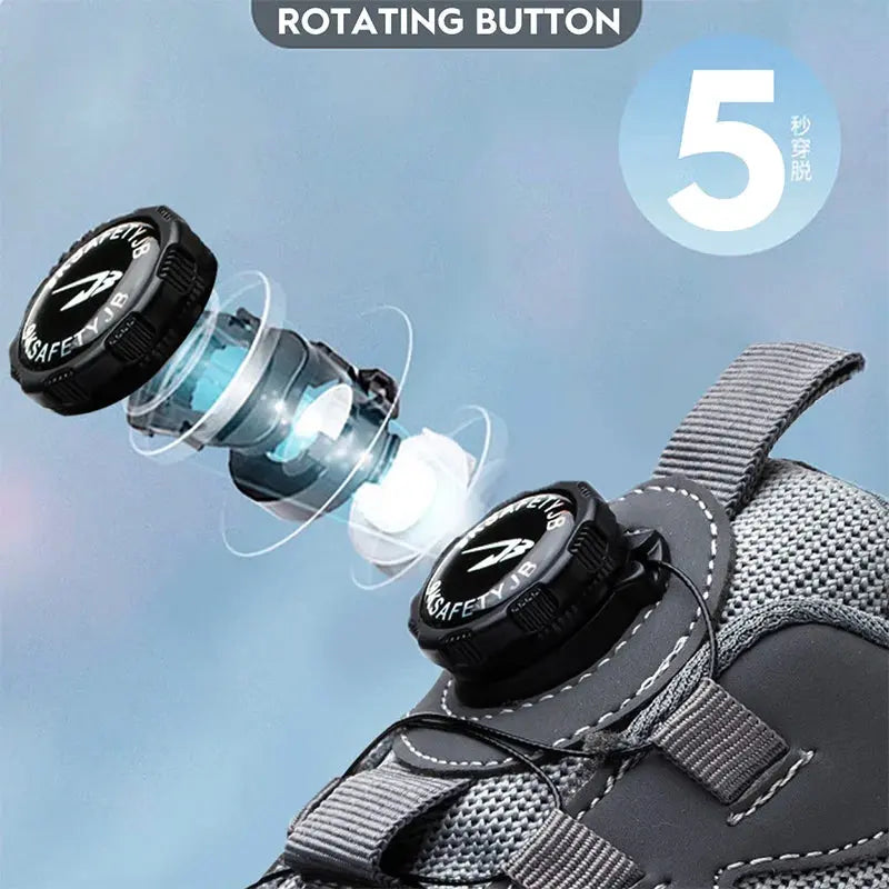 Mens Safety Shoes Steel Toe Rotating Buckle Closure