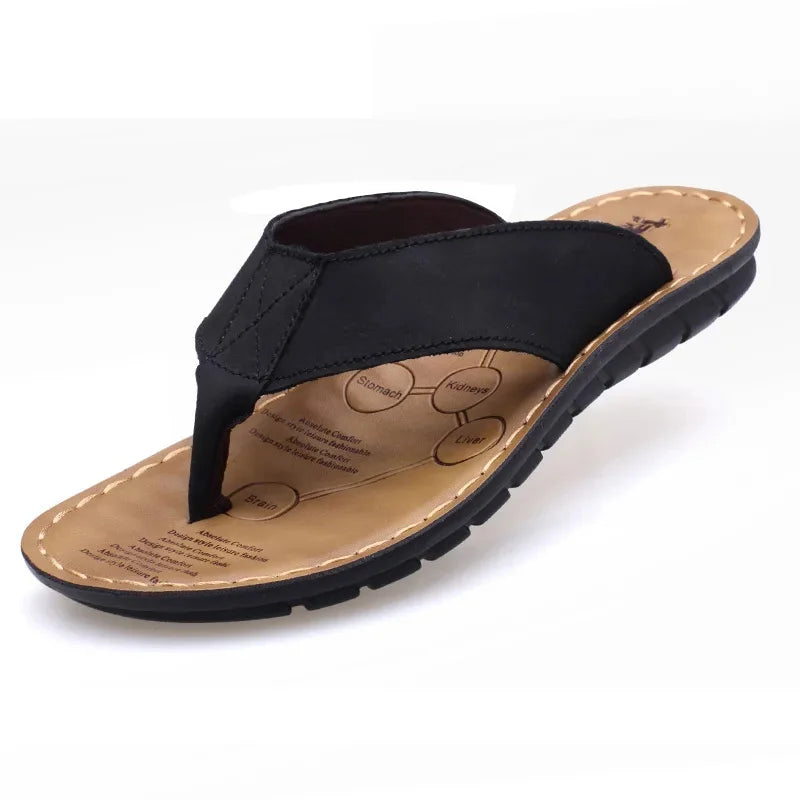 Mens Leather Sandals Soft Slip-Resistant Comfortable Fit