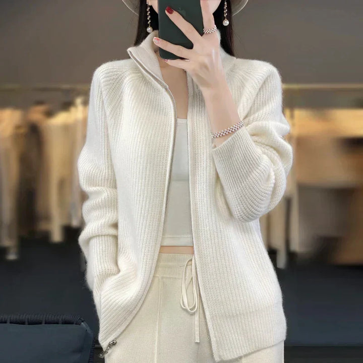 Womens Zip-Up Sweater Jacket Cozy Fit