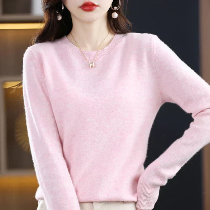 Womens Merino Wool Crew Neck Soft Sweater