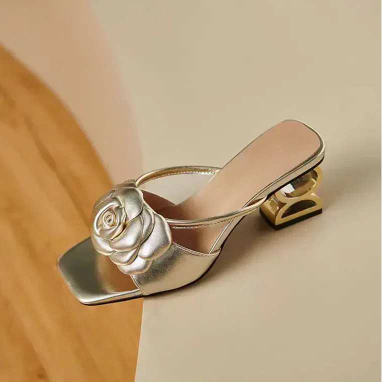 Womens Heels with Rosette Detail