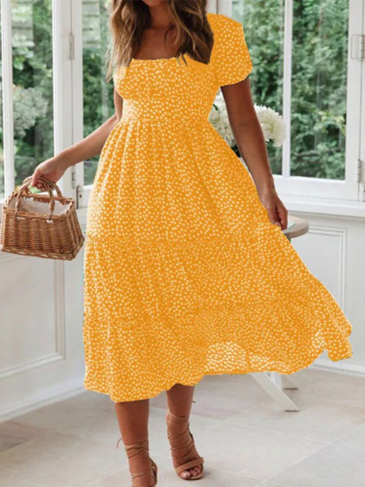 Womens Maxi Dress Floral Pattern Long Sleeve High Slit