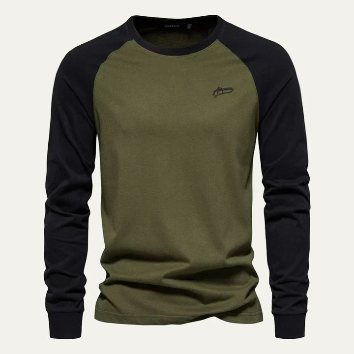 Mens Long Sleeve Raglan Tee Cotton Casual Fit