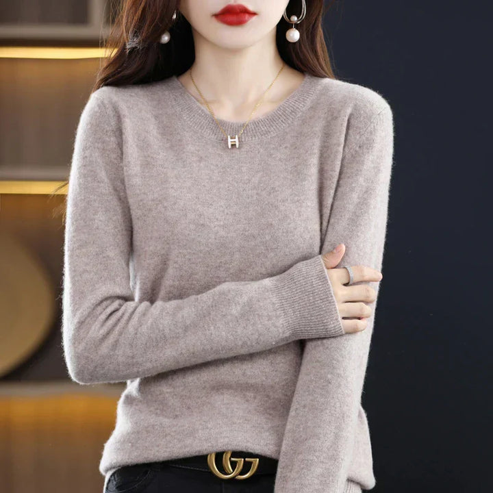 Womens Merino Wool Crew Neck Soft Sweater