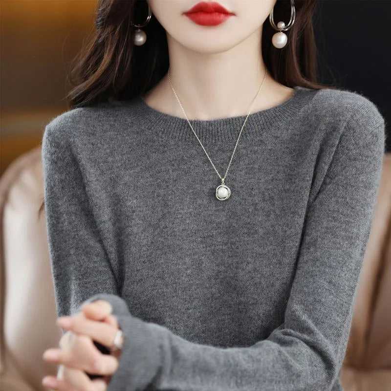 Womens Merino Wool Crew Neck Soft Sweater